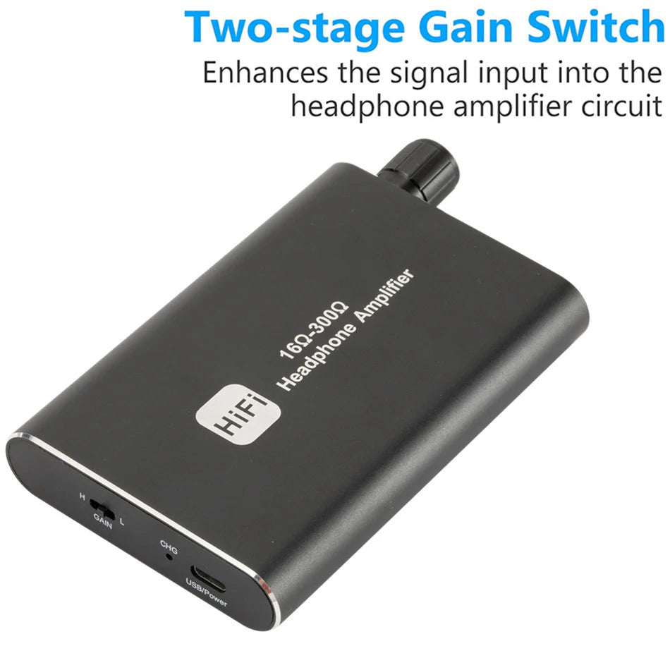 16-300Ω HIFI Headphone Amplifier Portable Earphone AMP 3.5Mm W/ Audio USB Cable