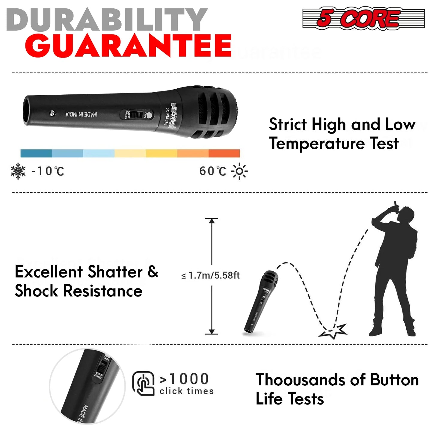 5Core XLR Microphone Dynamic Mic Karaoke Singing Studio Mics Handheld Microfono