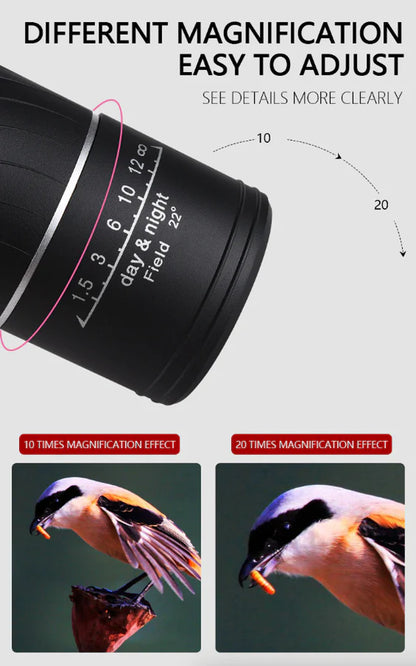 40X60 Monocular Binoculars with Night Vision BAK4 Prism High Power Waterproof